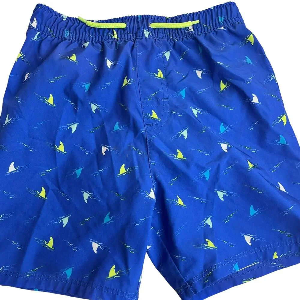Wonder Nation Boys 5T Blue Shark Print Swim Trunks